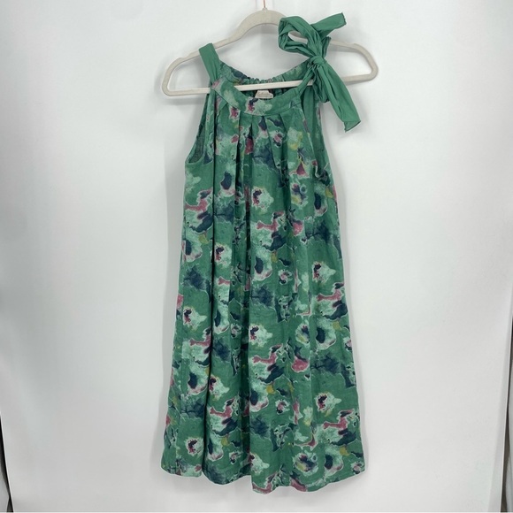 Bellambra Dresses & Skirts - BELLAMBRA Green floral Linen Shift Dress, Shoulder Tie, Made in Italy Sz S